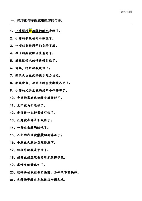 二年级把字句变被字句的习习题