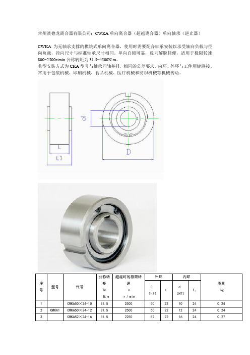 CWKA单向离合器(单向轴承)超越离合器(逆止器)