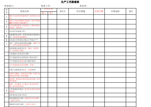 生产工艺检查表