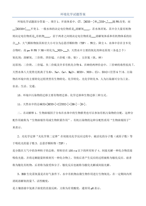 环境化学试题答案