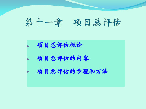 浙江工业大学《项目评估》第11章总评估和评估报告编制