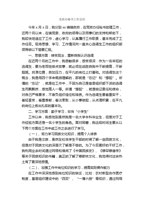 党政办秘书工作总结_政务工作总结_