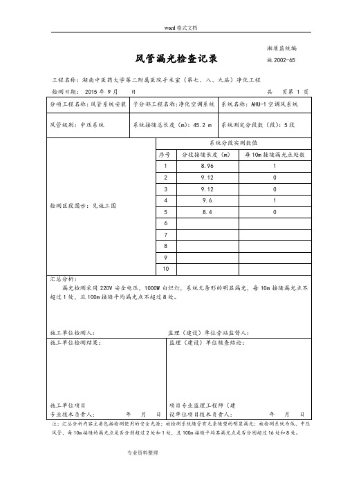 风管漏光检测记录40877