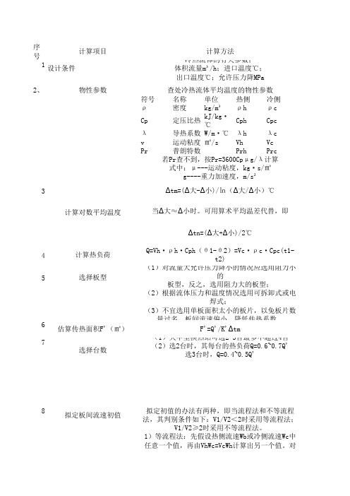 板式换热器设计选型计算方法和步骤