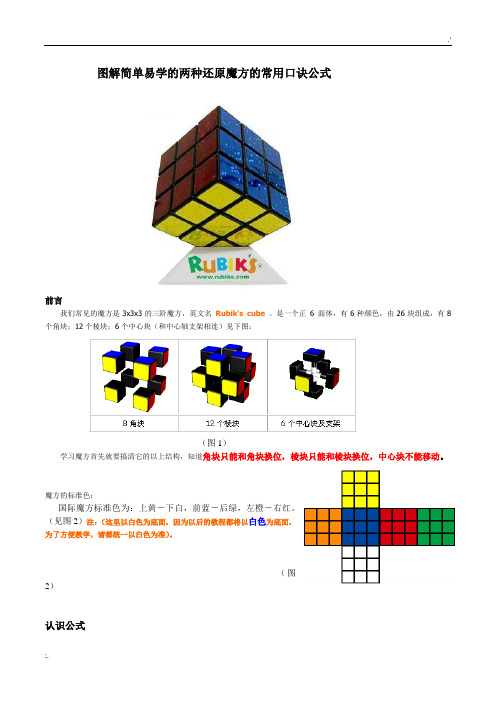 简单易学的两种还原魔方的口诀及公式图解