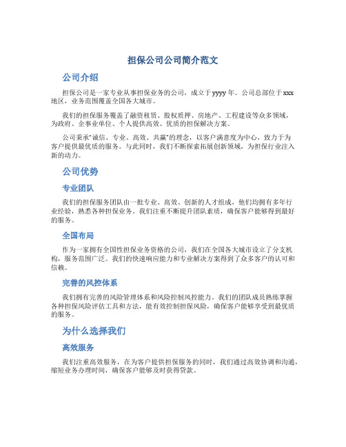 担保公司公司简介范文