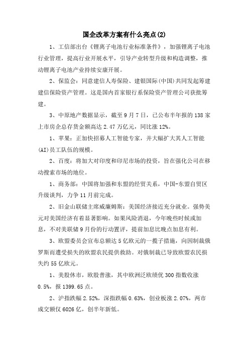 国企改革方案有什么亮点(2)