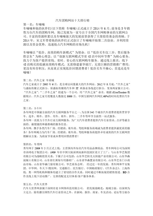 汽车团购网站十大排行榜