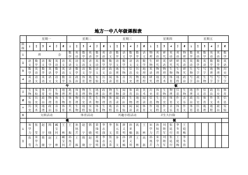 地方一中八年级课程表2