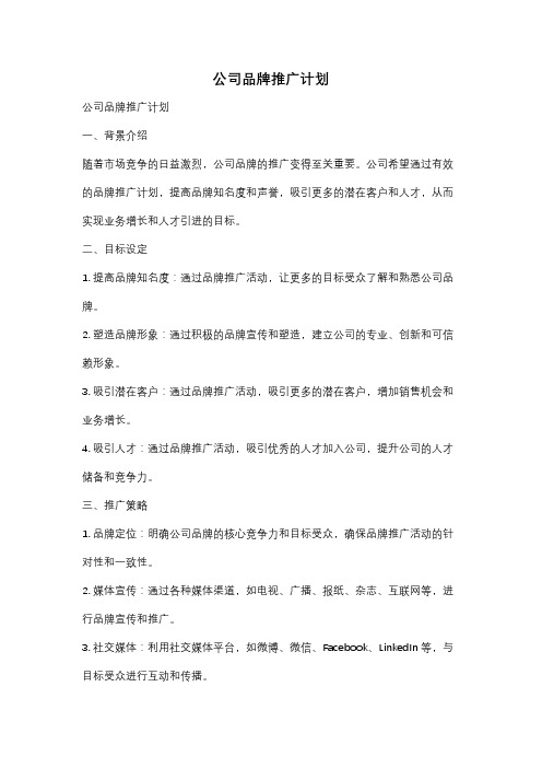 公司品牌推广计划