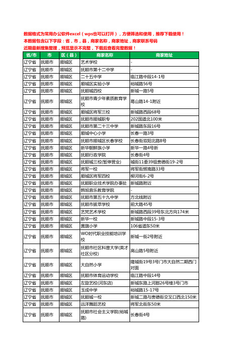 2020新版辽宁省抚顺市顺城区学校工商企业公司商家名录名单黄页联系电话号码地址大全64家