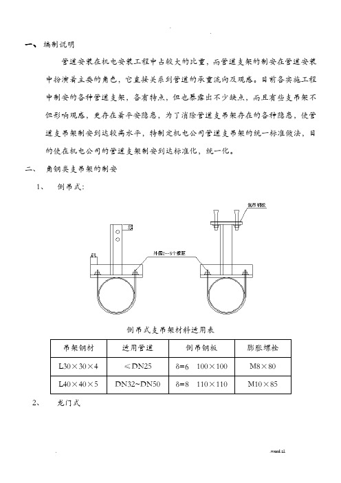 管道支架制作安装一般适用标准