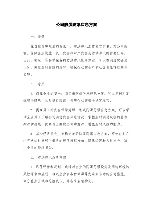 公司防洪防汛应急方案