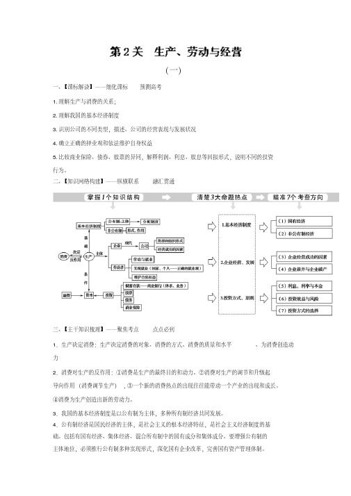 [高考精品资料]高考政治高三政治复习人教版必修一第二单元生产、劳动与经营(1)专题训练.doc