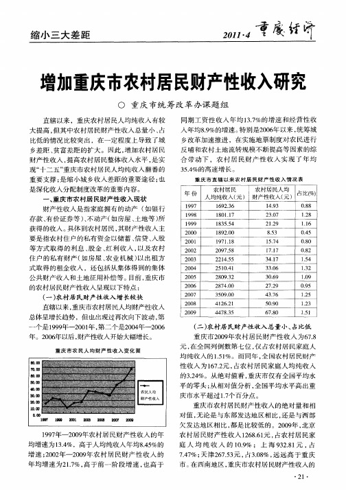 增加重庆市农村居民财产性收入研究