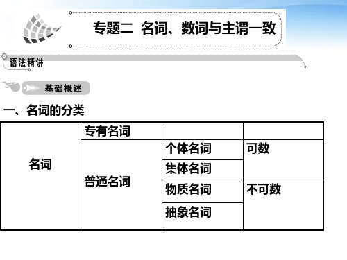 高考英语一轮复习 专题2 名词、数词与主谓一致课件 人教版