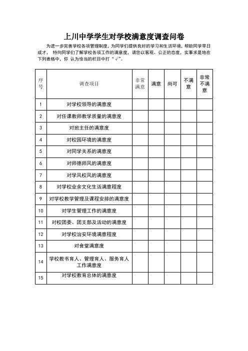 学生对学校满意度调查问卷