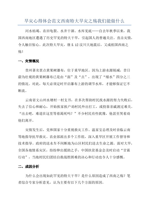 旱灾心得体会范文西南特大旱灾之殇我们能做什么