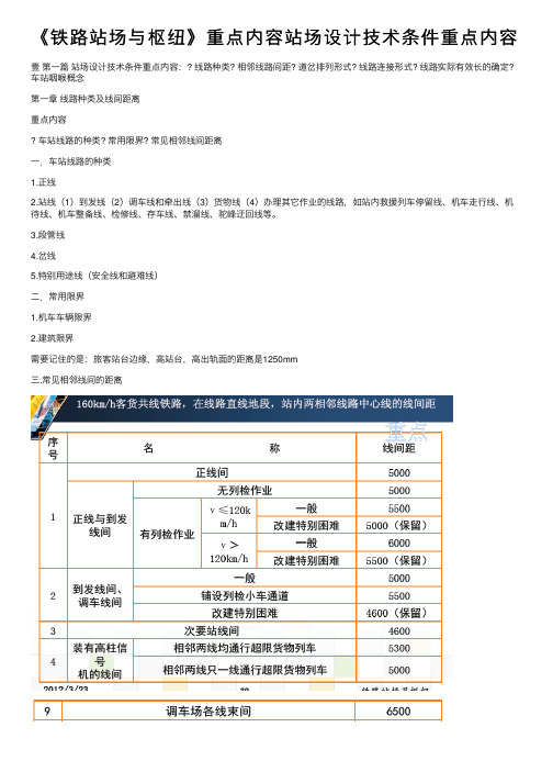 《铁路站场与枢纽》重点内容站场设计技术条件重点内容