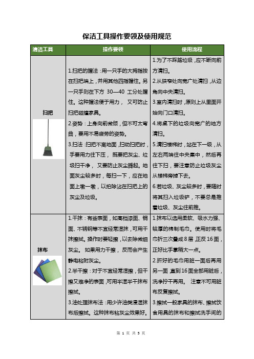 保洁工具操作要领及使用规范