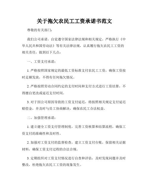 关于拖欠农民工工资承诺书范文