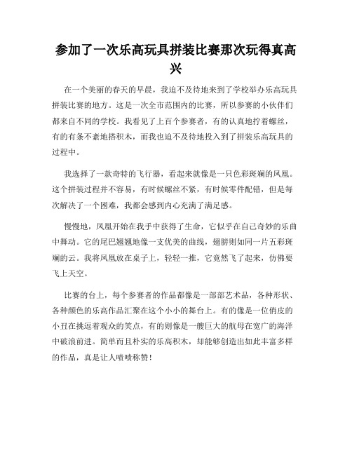 三年级作文那次玩得真高兴之参加了一次乐高玩具拼装比赛那次玩得真高兴