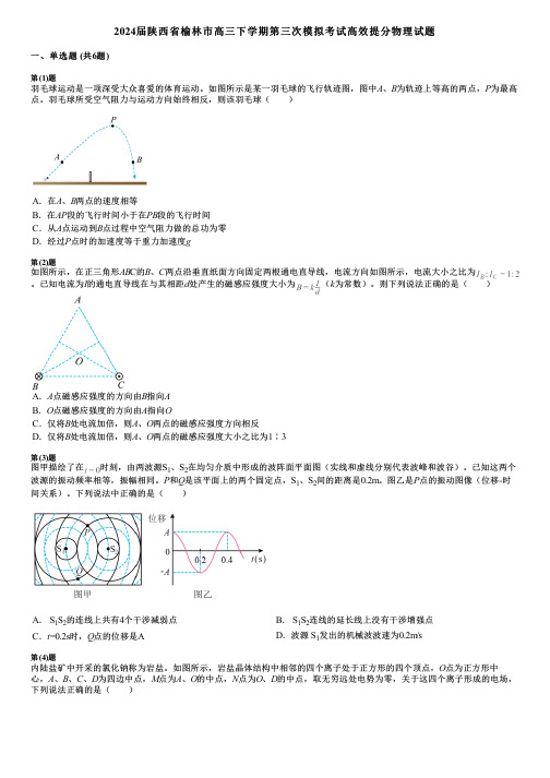 2024届陕西省榆林市高三下学期第三次模拟考试高效提分物理试题