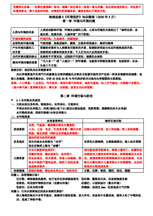 地理  选修六《环境保护》知识梳理(完整版本)