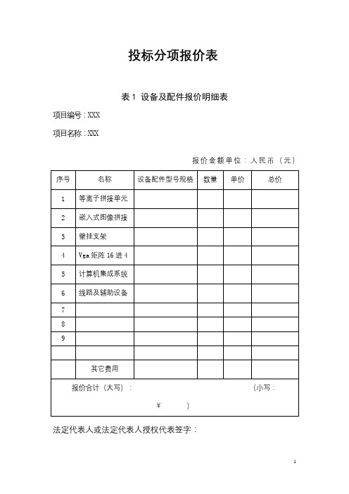 投标分项报价表【模板】