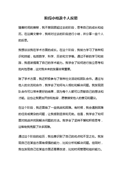 阶段小结及个人反思