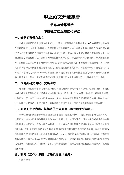 非线性方程组的迭代解法【开题报告】