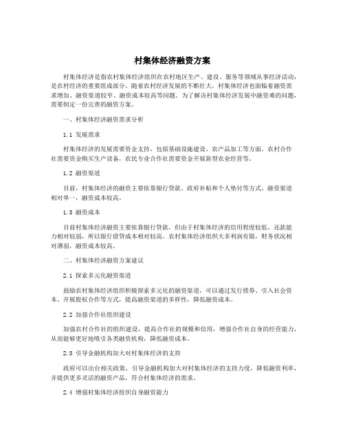 村集体经济融资方案