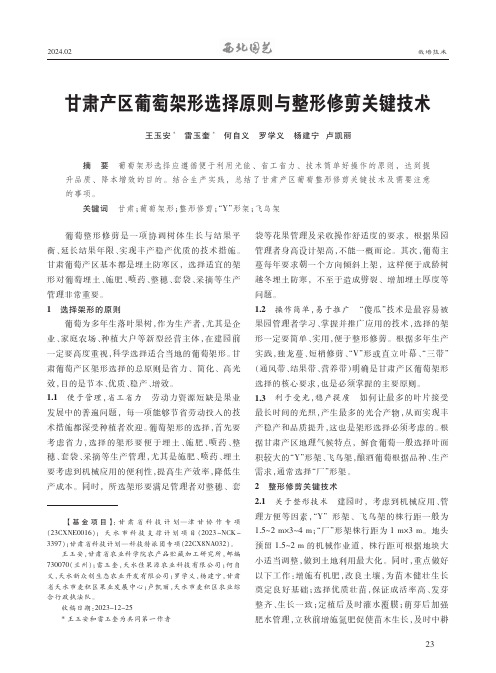 甘肃产区葡萄架形选择原则与整形修剪关键技术