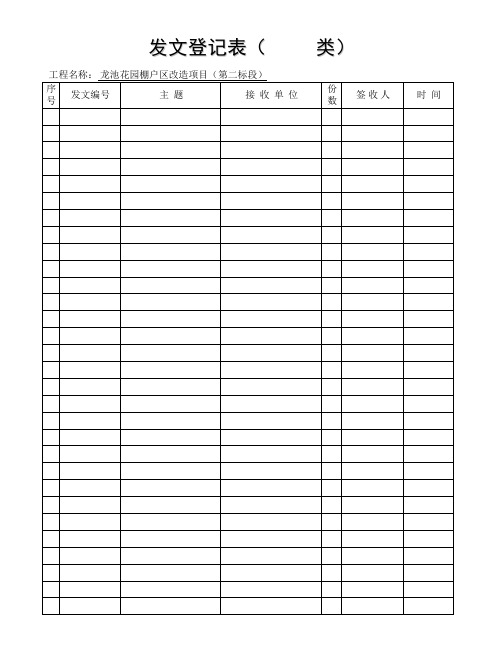 工程项目部收发文登记表、台帐