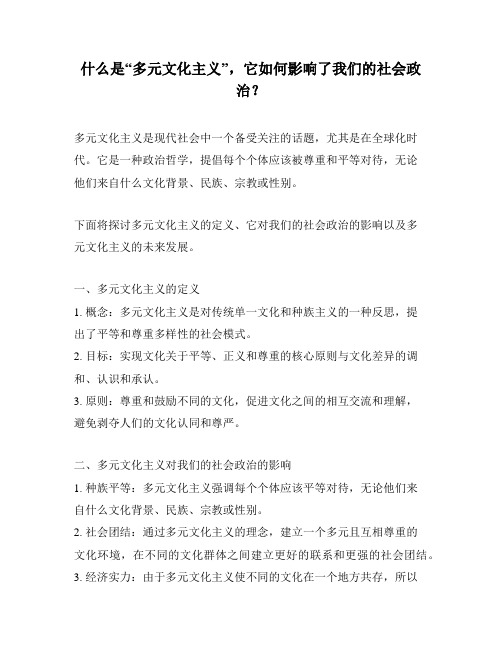 什么是“多元文化主义”,它如何影响了我们的社会政治？