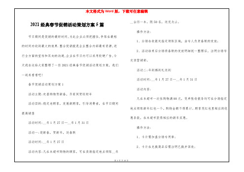 2021经典春节促销活动策划方案5篇