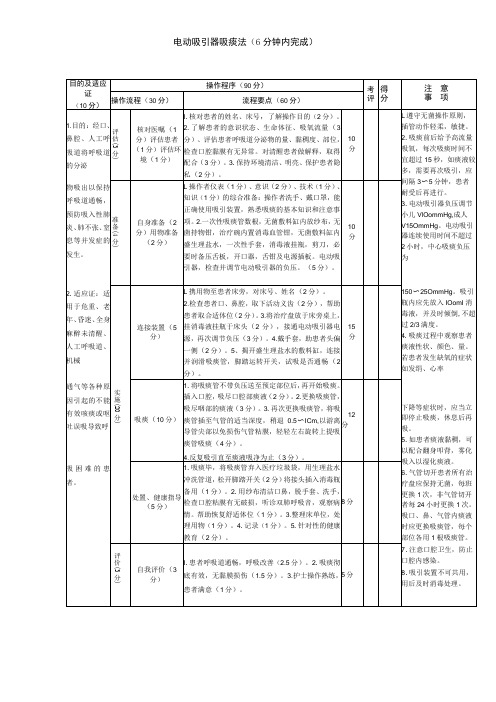 电动吸引器吸痰法(6分钟内完成)