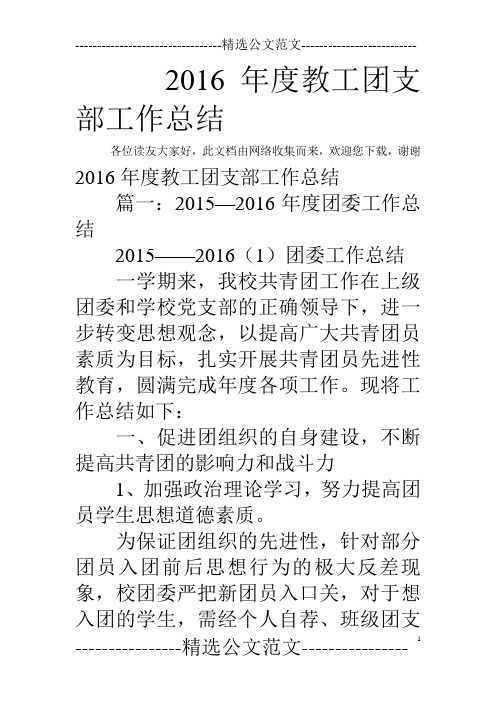 2016年度教工团支部工作总结