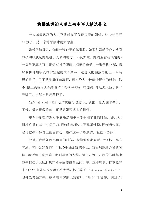 我最熟悉的人重点初中写人精选作文
