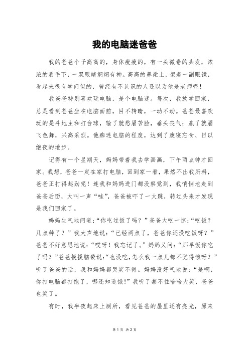 我的电脑迷爸爸_五年级作文