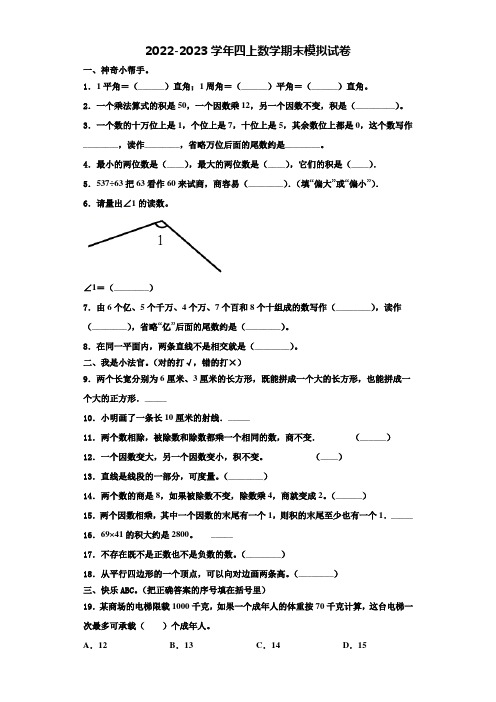 齐齐哈尔市龙沙区2022-2023学年数学四年级第一学期期末联考试题含解析