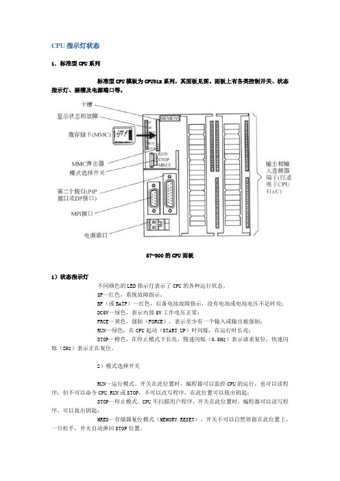 西门子s7-300CPU指示灯状态