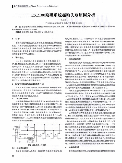 EX2100励磁系统起励失败原因分析