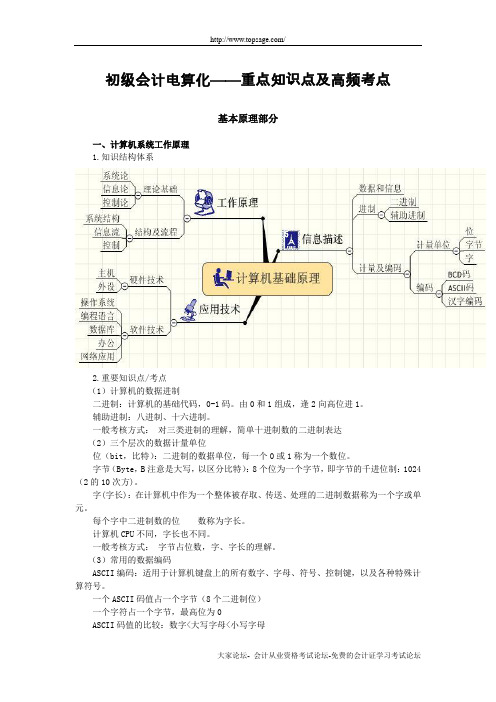 初级会计电算化-重点知识点及高频考点