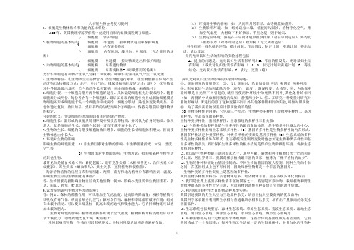 2017年生物会考复习提纲