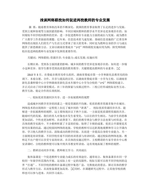 浅谈网络联校如何促进两校教师的专业发展