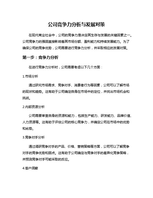 公司竞争力分析与发展对策