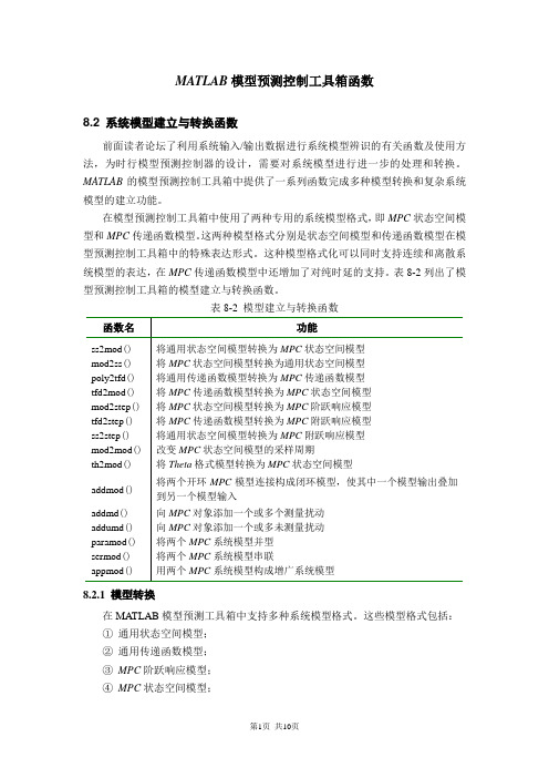 MATLAB模型预测控制工具箱函数