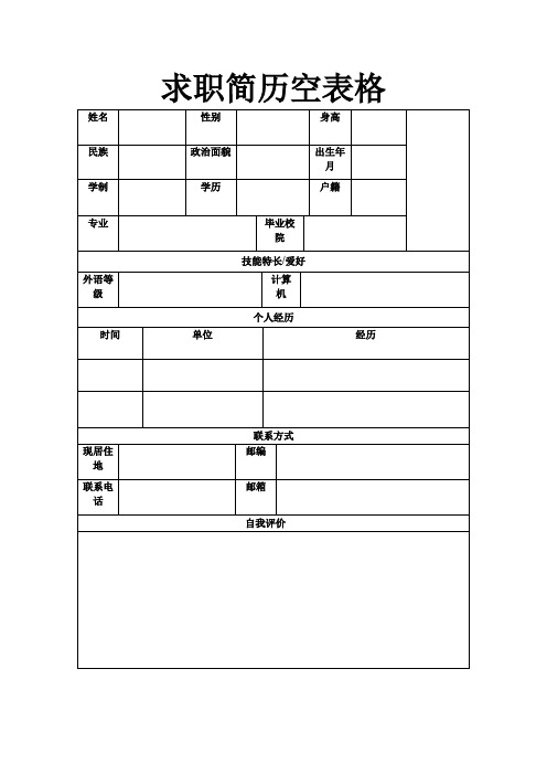 个人空白简历标准表(21)