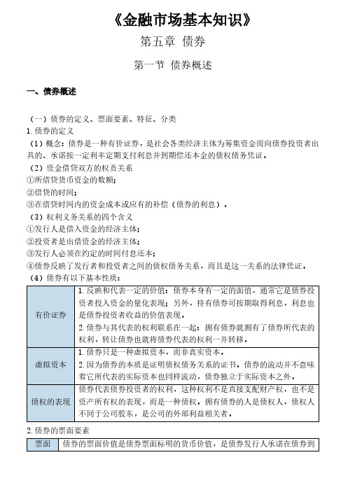 《金融市场基础知识》第5章第1节债券概述